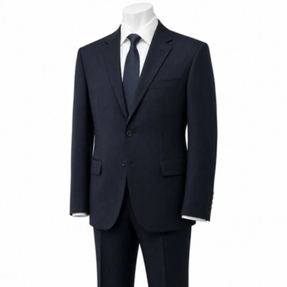 Jos A Bank Suit Mens 46R Blue Pinstripe Wool Silk 2 Piece 41x31 Pants Business